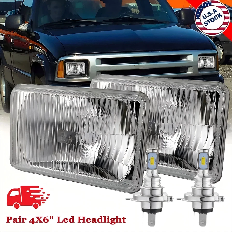 Par de faros LED de 4x6 pulgadas para Chevy S10 Blazer 1994-1997 haz sellado alto-bajo++ Foto 1 de 4