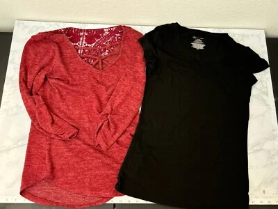 NO Boundaries Top Sz Juniors M 7-9 Lot Of 2 Shirts Blouses Black Red Pullover D2 - Image 1 of 4