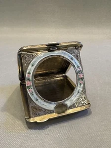 Antique Sterling Silver & Enamel Pop Up Collapsable Pocket Watch Display Case - Picture 1 of 10