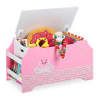 Cassapanca baule organizer portagiochi cameretta bambini rosa libri 46x84x42,5cm