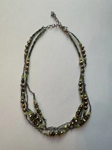 COLLANA SILPADA argento sterling multifilo perle verdi giada avventurina 17-19" - Foto 1 di 4