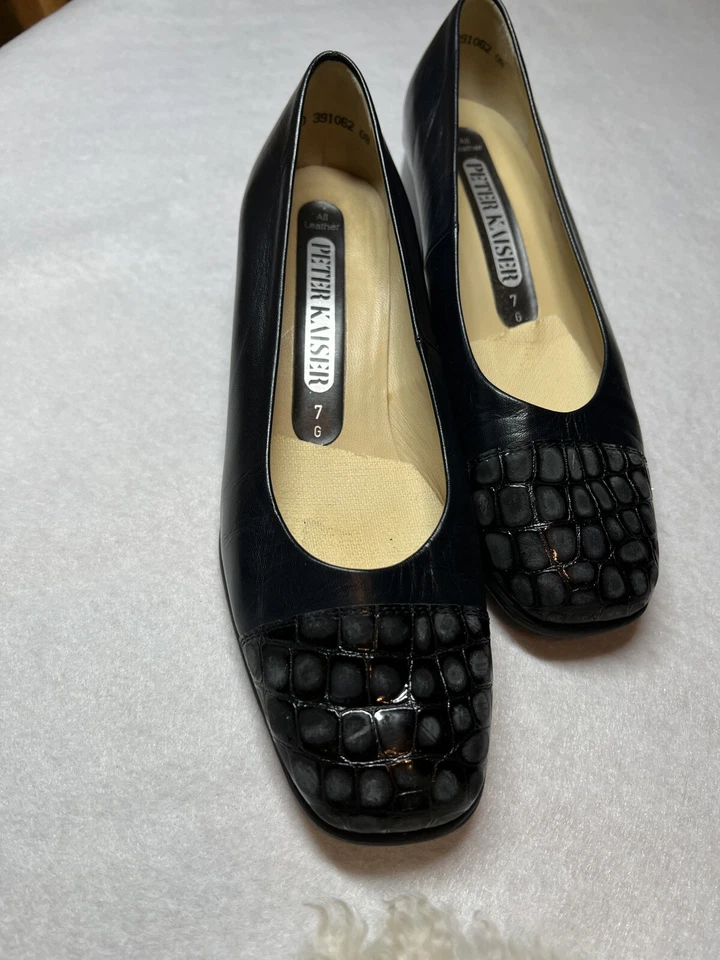 Zapatos sin cordones PETER KAISER Puntera Bloque Tacones Bajos Talla 7 Alemania Foto 1 de 4