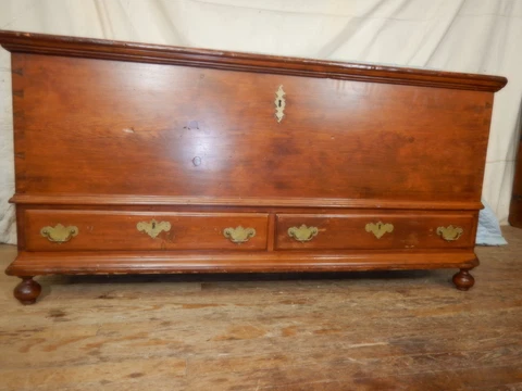 Antique Hand dovetailed Pine blanket chest with Drawers Cover