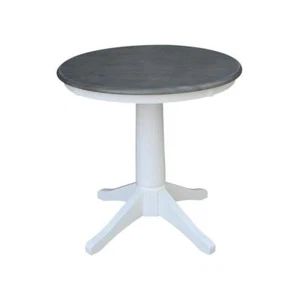 International Concepts Dining Table 29.9" H, Round Top Heather Gray/White Wood - Picture 1 of 8