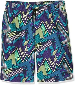 Speedo Boys Electro Camo printed Leisure Navy / Tapestry / Jade Lemon, M - Picture 1 of 1