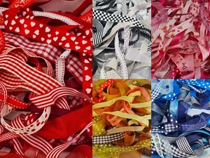 15 x 1 Metre Mixed Ribbon Off Cuts Assorted Colours & Widths In Bundle Mixed Bag - Picture 1 of 11