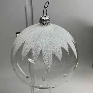 "Gorro de nieve vintage Alemania Occidental adorno de Navidad mica blanco claro plata gorra 3""" - Imagen 1 de 4