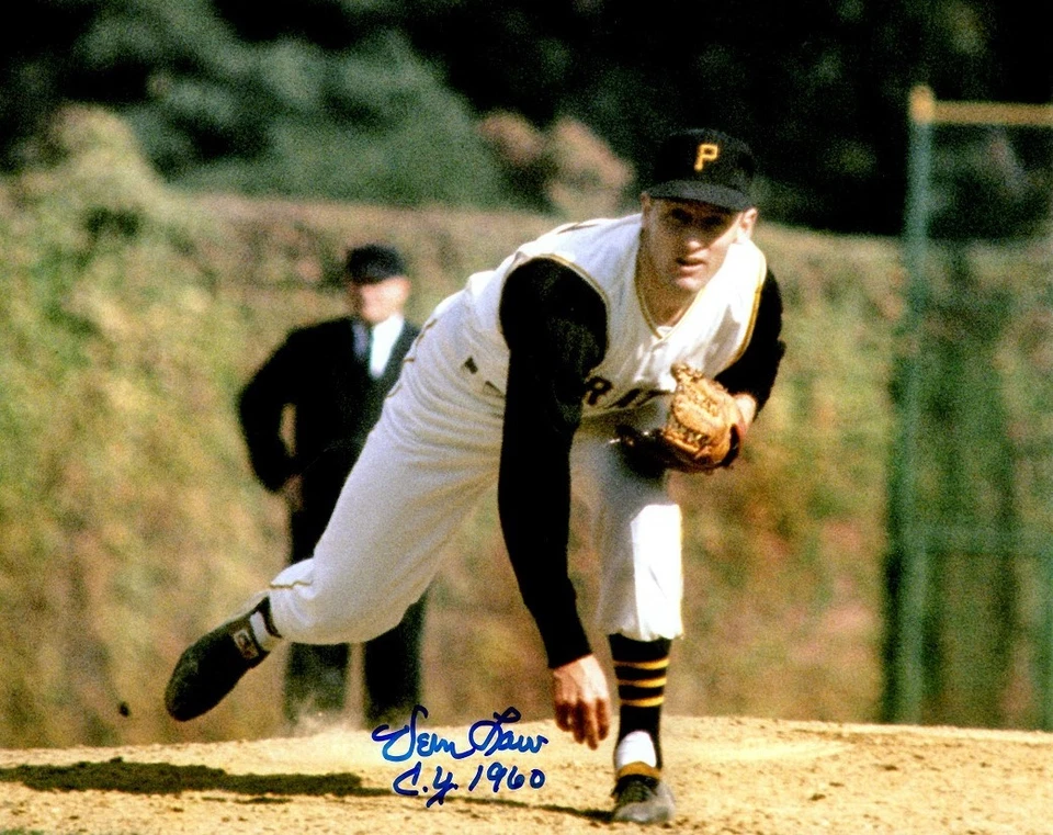 Foto autografiada firmada 8x10 VERN LAW CY 1960 de los Piratas de Pittsburgh con boleto de exhibición Foto 1 de 1