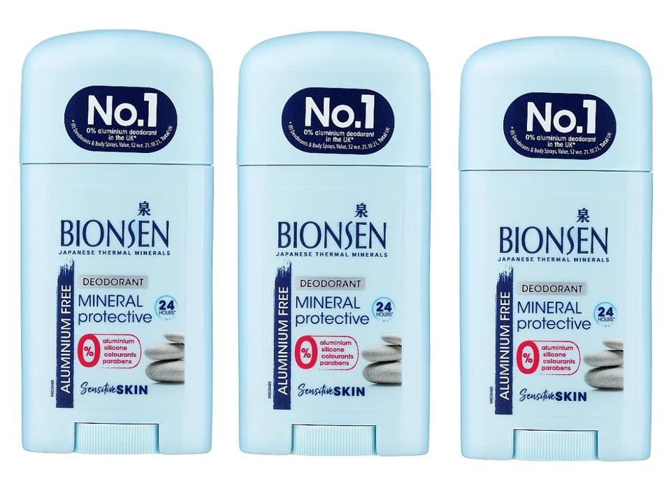 3x Bionsen Deodorant Stick 40ml, Sensitive Skin, Aluminium-Free