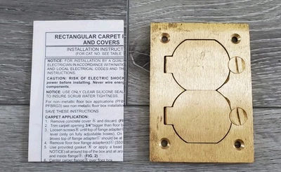 HUBBELL S3825 BRASS RECEPTACLE FLOOR BOX COVER Scrubshield 2 Gang - Image 1 of 3