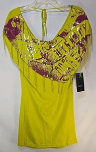 Y2K Rocawear Woman's Green And Purple Fringe Layered Top. Size XL - Picture 1 of 9