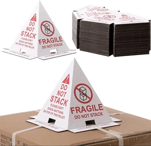 60 Stück Palettenkegel nicht stapeln zerbrechlich 8 x 8 x 10 Zoll Wellpappe Neu - Bild 1 von 5