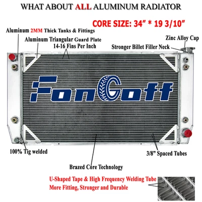 4 Rows Radiator For 1988-2000 Chevy GMC C2500,C3500 K2500 K3500 7.4L V8 Foto 1 de 4