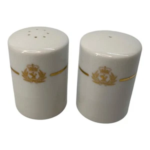 WEDGEWOOD Cunard Ocean Liner QE2 Queen's China Salt and Pepper Shaker Set Ad - Picture 1 of 5