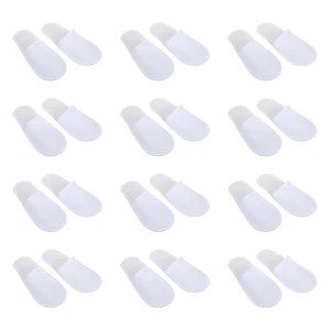 24 Paia Pantofole Riutilizzabili Antiscivolo in Pile di Corallo per Casa (Bianco) - Foto 1 di 12