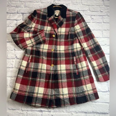 Brooks Brothers красный флис этикетка клетку 100% шерсти пальто. Размер 10. Винтаж. - Изображение 1 из 4