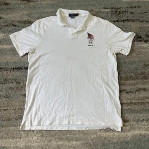Polo Ralph Lauren Hemd Herren Large weiß klassische Passform amerikanische Flagge Bär - Bild 1 von 9