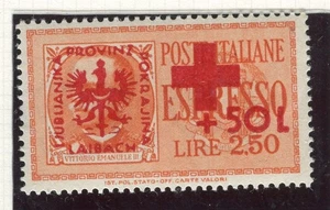 GERMAN WWII OCCUPATION LAIBACH; 1944 PROVINZ LAIBACH Red Cross Mint MNH 50L. - Picture 1 of 1