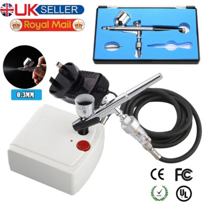 Mini Airbrush Compressor Kit Spray Gun Dual Action Air Brush Paint Model 0.3MM - Image 1 of 4