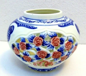 Home Decor Ceramic Vase Tea Lights Holder Sachet Canister Floral Roses - Picture 1 of 8