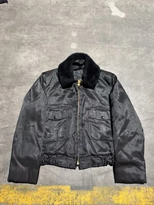 Vintage Coat Bomber Jacket 'Fur' Collar - Weather Resistant M/L - Picture 1 of 14