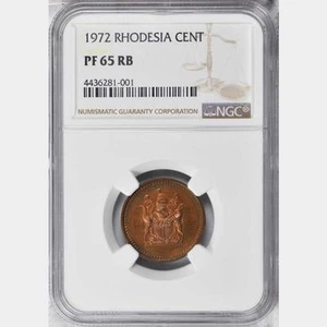 1972 Rhodesia 1 Cent, NGC Proof 65 RB, Superb, Zimbabwe, Southern - Picture 1 of 3