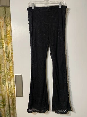 STARING AT STARS, PANTALONES DE MUJER CON FONDO DE CAMPANA DE ENCAJE, TALLA M, NEGROS, SEXYS, MUY BUENOS Foto 1 de 4