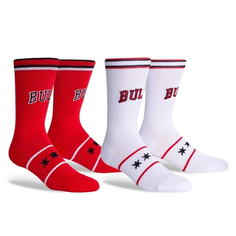Chicago Bulls NBA Mens Large Socks Fits 6-12 PKWY Home Away Jersey Red 2 Pack Cover