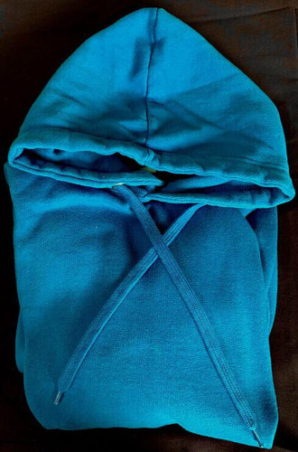 VETEMENTS Felpa Blank Knight Tutquois con cappuccio in pile di cotone poliestere taglia XXL usata