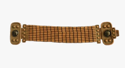 Vtg BEN-AMUN Copper 9 Beaded Rows Metal Wrist Bracelet Black Cabochon Signed - Image 1 of 4