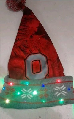 Ohio State Buckeyes Fútbol Iluminación LED Invierno SOMBRERO DE SANTA Puerta Trasera Navidad Foto 1 de 4