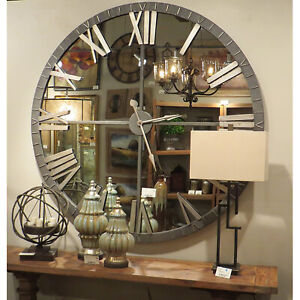 XL 60 inch Mirrored Round Wall Clock Oversize Modern Mirror Glass