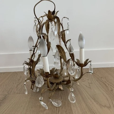 Vintage gold leaf gilt tole chandelier Cover