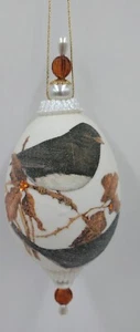 Vtg Egg-Shaped FROSTED SEQUIN Ornament Christmas Birds 1976 - Picture 1 of 7