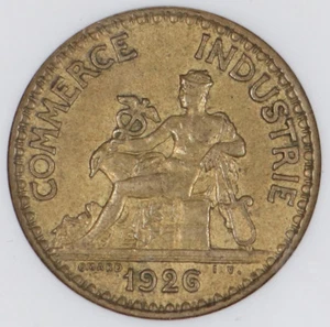 1926 Key Date - France 1 Franc Mercury Seated Left ANACS AU55 World Coin France - Picture 1 of 4
