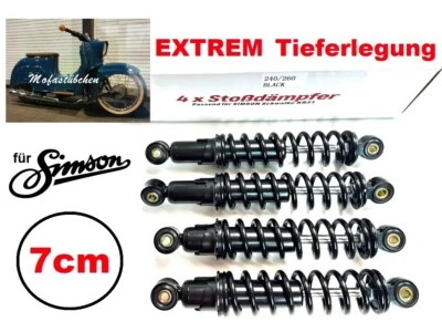 4x Simson KR51 Tieferlegung Stoßdämpfer 240 / 260 schwarz für Schwalbe BOOL-Tec - Bild 1 von 4