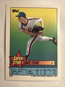 1989 Topps Super Star Sticker #58 David Cone  - Sticker on Back #166 #264
