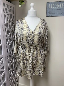 Playsuit Size 24 Missguided Snake Print Lightweight Elastic Waist NEW With Tag - Picture 1 of 10