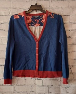 Cárdigan suéter con botones XL Modcloth para mujer estampado de bridas medios mixtos azul naranja - Imagen 1 de 10