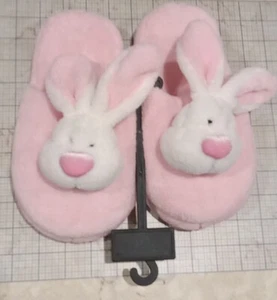 Dan Dee Plush Bunny Slippers Medium Pink Cute Size 13 -1Y Girl - Picture 1 of 5