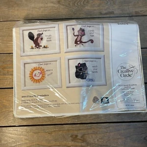 1988 Friendly Reminders Crewel Embroidery Kit Creative Circle Kids Bath Decor - Picture 1 of 9