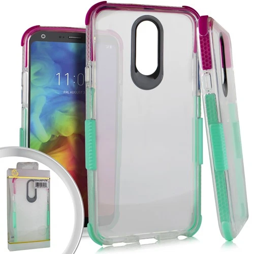 GSA Hybrid Bumper Side Spine 2 Case for LG Q7 Plus Q7 Hot Pink & Teal - Image 1 of 1
