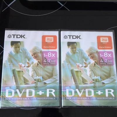 TDK DVD + R 1-8x Speed NEW & SEALED Blank Recordable DVD with Case x2  - Image 1 of 4