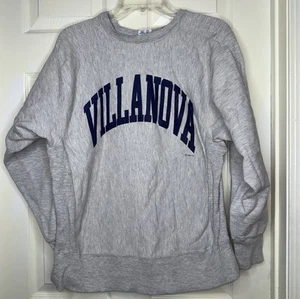Vintage 1988 80s CHAMPION VILLANOVA gray Blue Reverse Weave L/s Sweatshirt Large - Picture 1 of 7