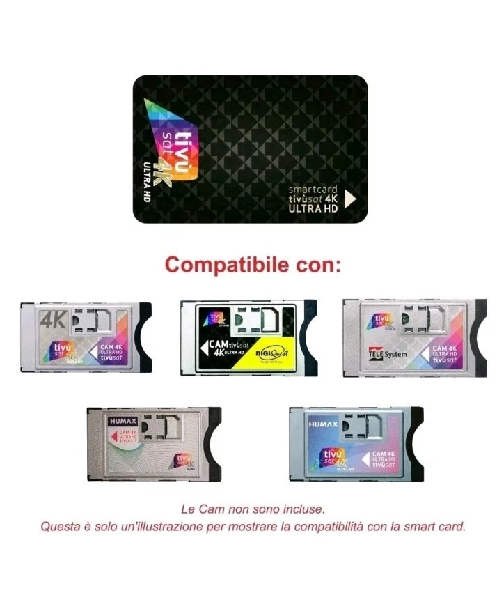 TESSERA ULTRA 4K HD TIVUSAT  SATELLITARE,  SCHEDA, SMARTCARD D'ATTIVARE NUOVA  - Immagine 1 di 1
