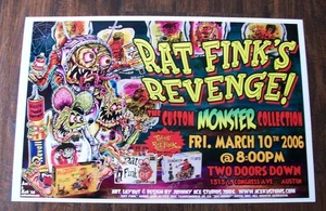Poster Felpa Auto Modello ED ROTH RAT FINK'S REVENGE Pubblicità Johnny Ace Art Firmato - Foto 1 di 8