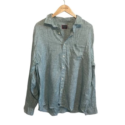 Untuckit Men's Vin Santo WR 35367 Regular Fit Green Linen Shirt Size XL - Image 1 of 4
