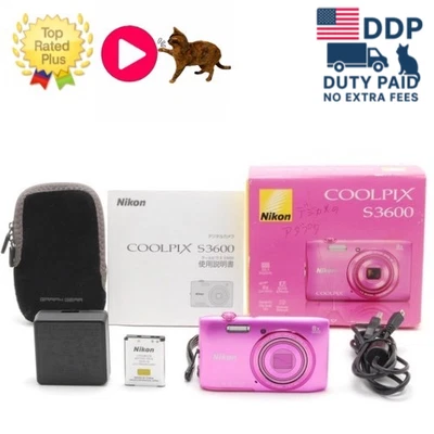 [MINT in Box] Nikon COOLPIX S3600 20.1MP Compact Digital Camera Pink From JAPAN - Image 1 of 4
