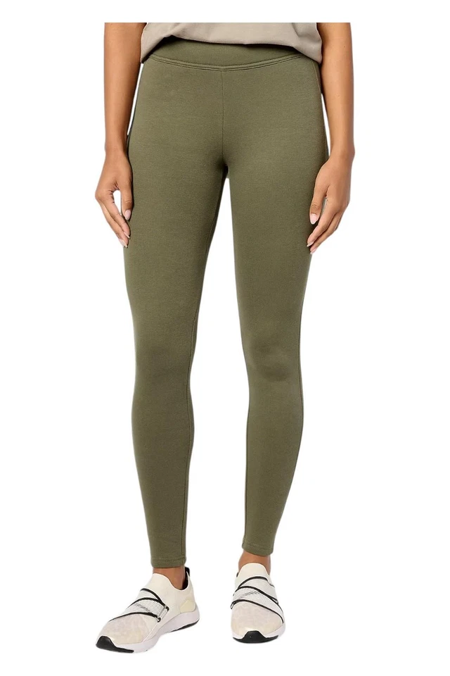 Legging para mujer Lands' End Serious Sweat forrado de vellón musgo del bosque Foto 1 de 1