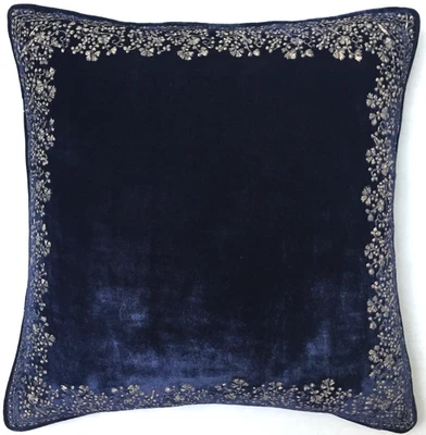 Anke Drechsel Kissen JAMILA M FRAME Saphire Blau Gold Bestickt 100% Seiden Samt - Bild 1 von 4